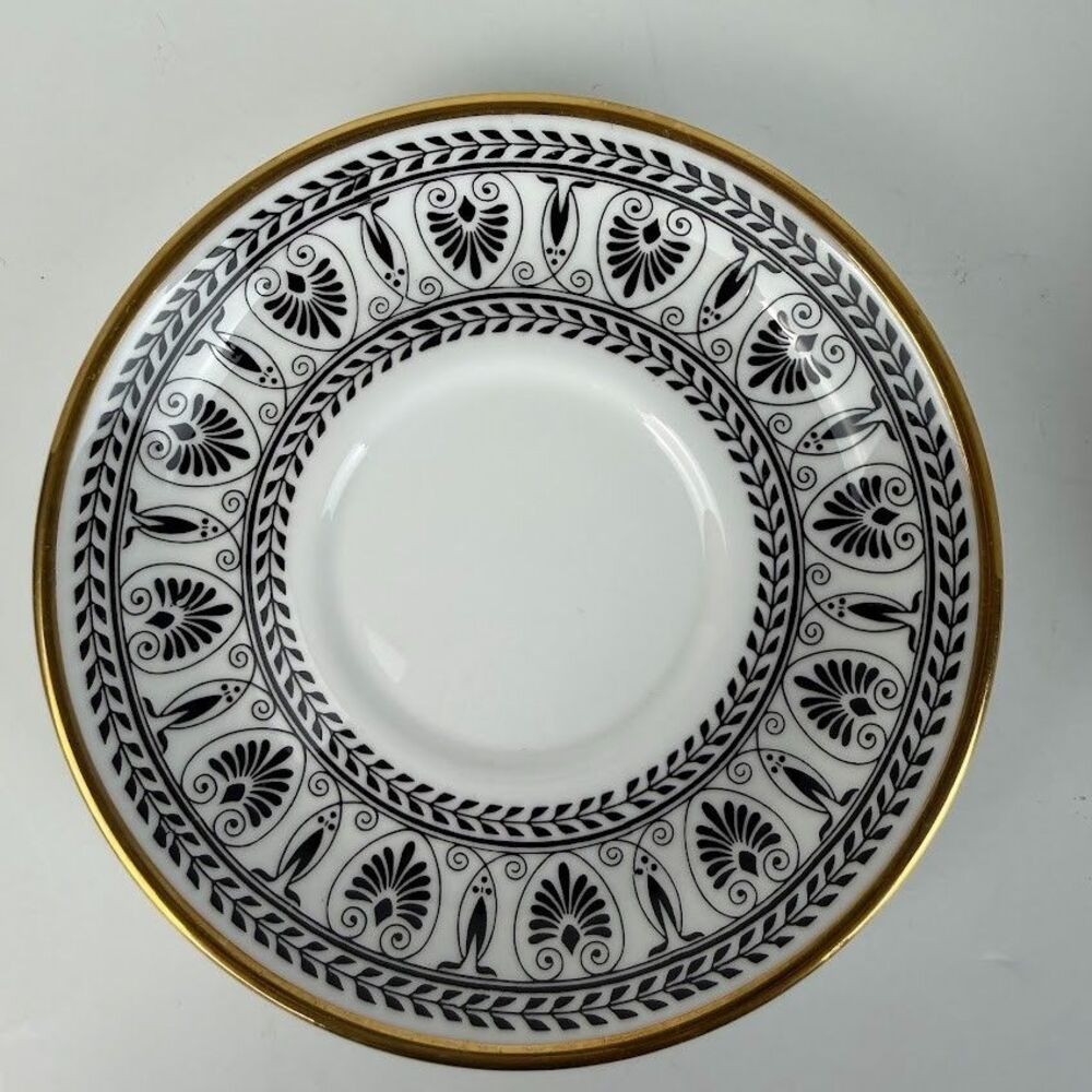 Vintage 1970s Crown Staffordshire Victoria Black Set of 4 Cups & 4 Saucers - Picture 5 of 16